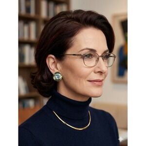 Vintage Monet Gold Tone Clip On Earrings Clear Faceted Crystal Signed Statement